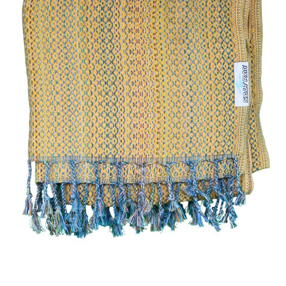 Salt Rag Beach Towel - "Yellow Hippie Rag" [Sand Free Turkish Beach Towel] - Picture 3 of 4